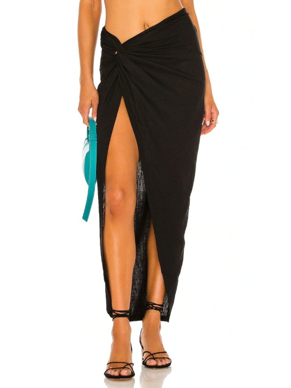 OW Collection X REVOLVE Iris Skirt in Black Caviar Linen